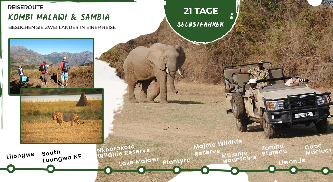 Selbstfahrer Malawi Reiseroute Kombi Malawi Sambia